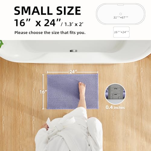TYUU Bathroom Rugs Non Slip Washable, Super Absorbent Thin Bath Mat Small Quick Dry Low Pile Bathroom Rug, Lavender 16"x24" - color: Lavender, size: 1'4" X 2' (Rectangular)