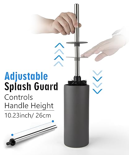 Matt Gray Ceramic Toilet Brush and Holder Set, Freestanding Toilet Bowl Cleaners Brush, Scrubber Brush for Toilet, Bathroom Accessories with Stainless Handle, Deep Cleaning - color: Matt Gray, size: Set/1