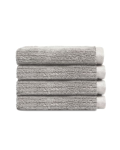 Cozy Earth Ribbed Washcloth Set - 60% Cotton 40% Viscose from Bamboo Bathroom Washcloths - Soft & Absorbent Textured Ribbed Pattern - 4 Pack Light Grey - color: Light Grey, size: Washcloth