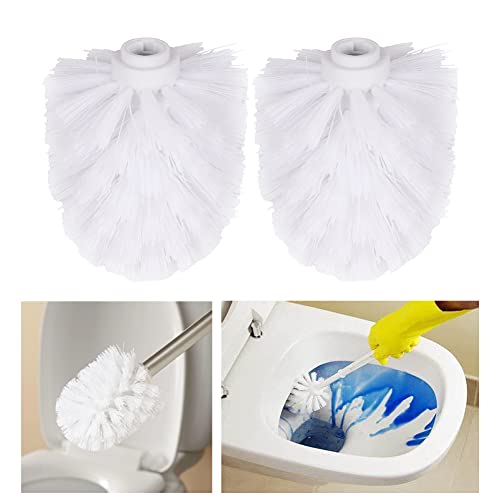EKDJKK 2PCS Toilet Bowl Brush Replacement Head, Toilet Brush Head Replacement with Durable Stiff Bristles, Cleaning Tool for Home Hotel Bathroom (White) - color: White