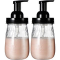 Amolliar 16Oz Foaming Soap Dispenser with Pump Lid, Plastic Refillable Foam Hand Dish Soap Dispenser Set, Clear Diamond Dispenser with Lable for Farmhouse Kitchen Bathroom (2 Pack, Black) - color: Clear Diamond Jar With Black Pump, size: 2 Pack