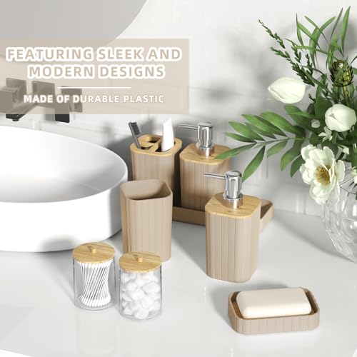XLHOMO Bathroom Set- 25PC Beige Bathroom Set, Bathroom Set with Shower Curtain and Rugs, Beige Shower Curtain Set, Toilet Brush, Bathroom Trash Can - size: Bath Set+Shower Curtain+Rugs, style: Beige