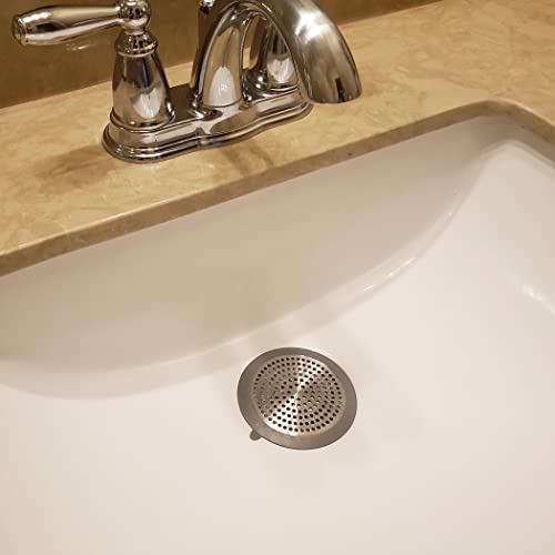 Danco 11040P Bathroom Sink Hair Catcher, Bathtub Drain Protector, Sink and Tub Strainer, 2-Pack - color: Brushed Nickel, size: Round [Pack of 1], style: Sink/Bathtub
