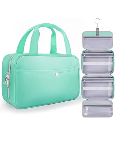 Travel Hanging Toiletry Bag for Women - Waterproof Cosmetic Organizer with Clear Window, Lightweight Bathroom Bags for Essentials, Makeup, Shampoo, Toiletries Green, Medium - color: Green, size: M (10.8x6.9x3.5inch)
