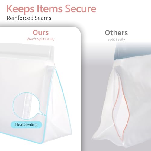 PACKISM Leak Proof Clear Toiletry Bag - Sealed TSA Approved Toiletry Bag with Reinforced Seams, Reusable and Easy to Clean, Clear Travel Bags for Toiletries, Food-grade PEVA, 1L+1M+1S, White - color: 0-1L 1M 1S-A White