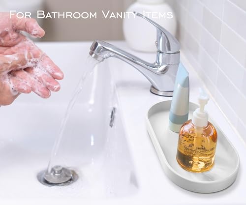 White Small Tray (10 inch), Oval Tray | Small Serving Tray for Countertop Organizer, Coffee Accessory , Soap, Perfume, Bathtub Bathroom Vanity Items - color: White, size: 10.2" x 5.5" x 1.1"