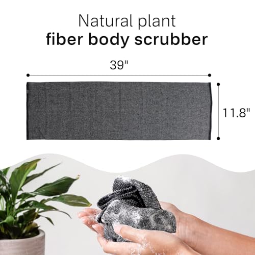 Yiclick Exfoliating Washcloth Towel- Exfoliating Body Scrubber Exfoliator, Back Scrubber for Shower Bath, Exfoliate Rags Wash Cloths, Loofah Lufa Sponge, Body Scrub & Exfoliation Women Men - color: Coal