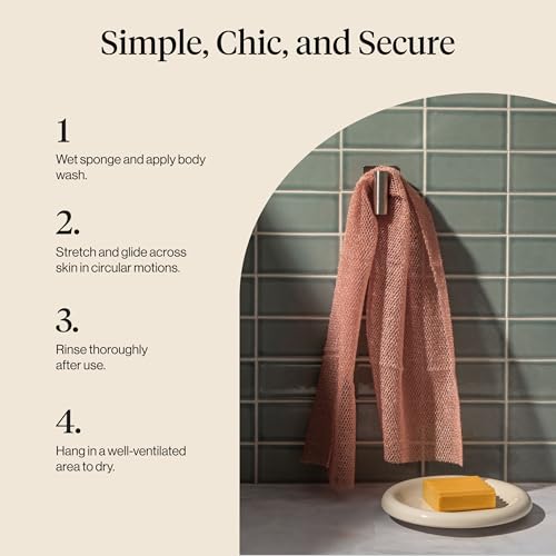 Kitsch African Net Sponge – Exfoliating Body Scrubber for Cleansing & Gentle Daily Exfoliation – Stretchable Bath Sponge for Hard-to-Reach Areas, Long-Lasting Shower Essential - Rosewood, 3 Pcs - color: Rosewood