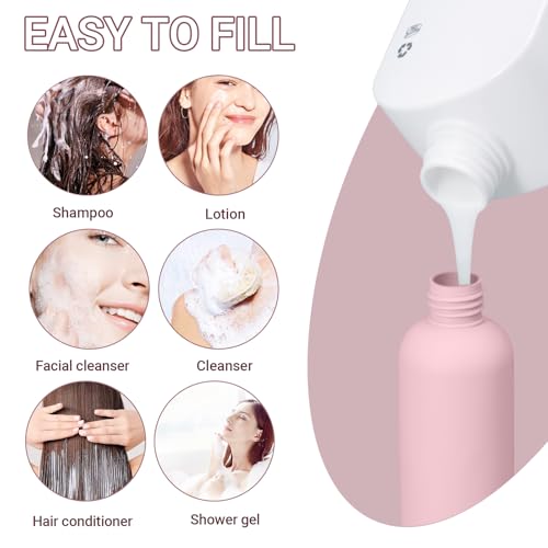 8.8oz Travel Essentials Shampoo Bottles for Toiletries,Empty Plastic Squeeze Bottles with Flip Cap for Toiletries Travel Size Shampoo and Conditioner (3 pack, pink) - color: Pink, size: 8.8 oz