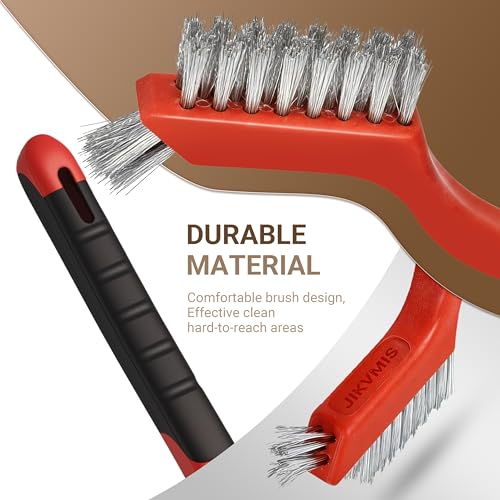 6 Pieces Stainless Steel Wire Brush Set, Stainless Steel Bristles | for Cleaning Welding Slag and Rust,Scratch Brush with Mini Head & Hanging Hole for everyday cleaning - color: Stainless steel