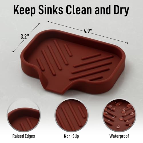 Zulay Kitchen Small Silicone Sponge Holder (4.9x3.3”) – Space-Saving Sink Organizer Tray for Sponge, Soap, Brush & More – Compact Non-Slip Dish for Kitchen & Bathroom (Canyon Rose) - color: Canyon Rose (Small), size: Small (4.9x3.3)