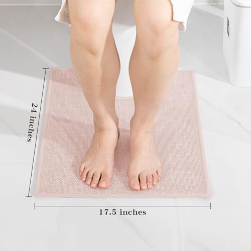 chakme Bathroom Rugs Mat U-Shaped 24x17, Ultra ThinNon Slip Bath Mat Small Quick Dry Absorbent Bath Matfor Bathroom Floor, (Pink, U-24"x17") - color: Pink, size: 1'5" x 2' (U-Shape)