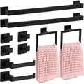 Gisafai 10 Pcs Black Bathroom Hardware Accessories Set 23.6 Inch Bath Towel Bar Kit Stainless Steel Bathroom Hardware Set Towel Racks Ring Robe Hooks Paper Holder for Wall Mounted - color: Black