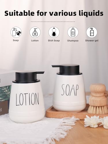 Ceramic Soap Dispenser Set, 13oz Wash Soap Dispenser (Liquid-Soap & Lotion) - color: Liquid-soap & Lotion