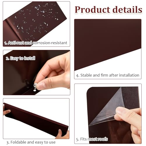 2 Pcs Gutter Valley Splash Guards Downspout Diverter Roof Rain Diverter Roofing Gutter Guards with 20 Pcs Matching Gutter Screws Rain Gutter Guards for Corner House, Brown (Straight Style) - style: Straight Style