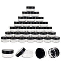 100 Count 5 Gram Sample Containers, Clear Lip Balm Containers with Lids, Small Plastic Sample Jars with 8 Mini Spoons, 100pcs Labels (Black Lid) - color: Black, size: 100 Count