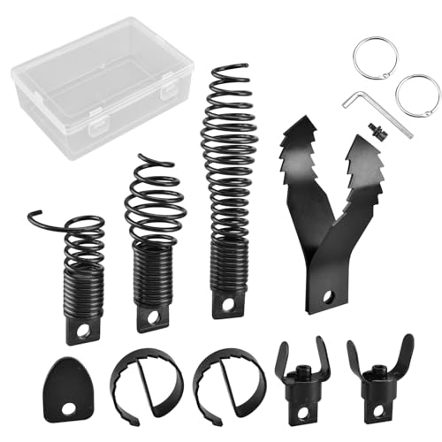 9-Piece Drain Snake Attachment for 5/16" to 3/4" Cables Heavy-Duty Manganese Steel Cutters for Roots Grease and Stubborn Clogs Includes 9 heads Storage Case and Metal Ring - style: 9-piece