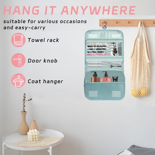 Toiletry Bag Travel Bag with Hanging Hook, Waterproof Capacity Hanging Multifunctional Makeup Bag for Toiletries, Portable Cosmetic Bag Travel Organizer for Women and Men(Light Blue) - color: A2-Light Blue