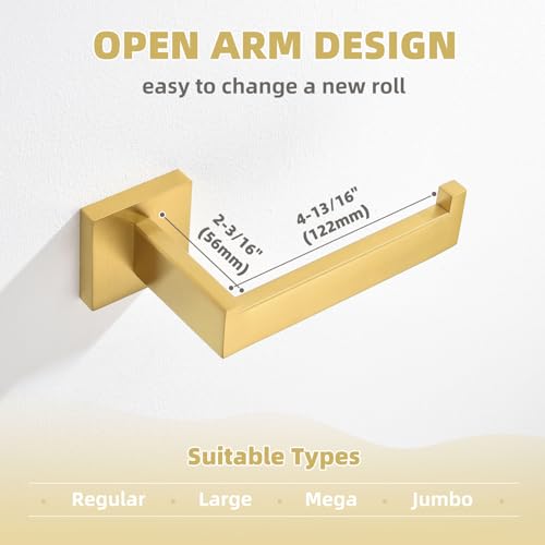 Bathroom Hardware Set 4-Piece, Angle Simple SUS304 Stainless Steel Bath Accessory Kit, Bathroom Fixture Set with Robe Hook, Toilet Paper Holder, Towel Holder and Towel Bar, Brushed Dark Gold - color: Brushed Dark Gold