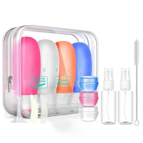 17 Pack Travel Bottles, TSA Carry On Containers, 3oz Leak Proof Travel Accessories Toiletries,Travel Shampoo And Conditioner Bottles, Travel Essentials, Squeezable Silicone Lotion Liquids Tubes - color: blue-17 Pack