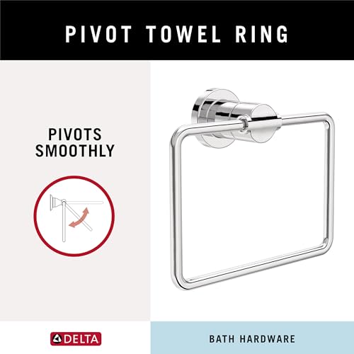 Delta 4-Piece Polished Chrome Bathroom Set Towel Rack, Ring, Toilet Paper Holder, Hook | Nicoli Bath Accessories - color: Polished Chrome