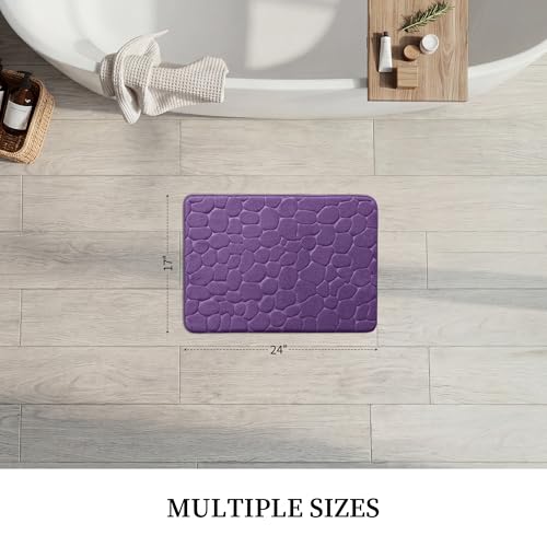 YIHOUSE Memory Foam Bath Mat Cobblestone Bathroom Rugs Super Water Absorbent Bath Mats for Bathroom Machine Washable Bath Rugs(17 x 24,Eggplant) - color: Eggplant Single, size: 1'5" x 2' (Rectangular)