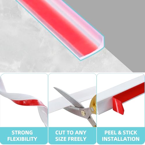 Shower Threshold Water Dam,Walk in Shower Water Guard, Shower Dam Water Barrier Bathroom Sink Splash for Dry And Wet Separation Caulk Seal Strip Edge Trim (39Inch, Transparent) - color: Transparent, style: 39Inch