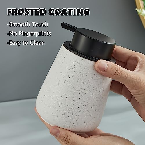 12Oz Foaming Soap Dispenser - Ceramic Foam Hand Soap Dispenser with Easy-to-Press Black Pump, Reusable and Refillable Lotion Dish Soap Dispensers for Bathroom & Kitchen, Speckled Matte White - color: Speckled White, style: Foam Pump