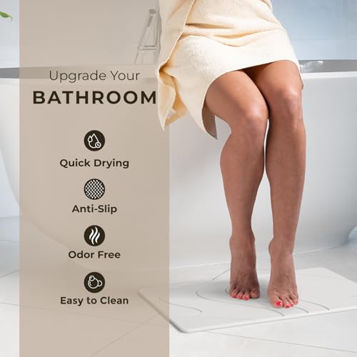 TOSORO - Stone Bath Mat Diatomaceous Earth Shower Mat Non-Slip Super Absorbent Diatomite Stone Bath Mats for Bathroom Floor Quick Drying Natural Easy to Clean (23.5 x 15) - Sandstone - color: Slate Sandstone, size: Pack of 1