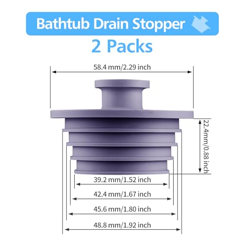 Aluvor Bathtub Stopper Drain Plug Bathroom Tub Plug Sink Stopper 2pcs | Silicone Bathtub Drain Plug Tub Drain Stopper Washbasin Stopper - color: Purple, size: Large