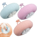 3Pcs 2-in-1 Sunflower Bath Ball, Super Soft Exfoliating Bath Sponge Cleaning Brush, Bath Loofah Sponge，Hangable Suction Cup Bath Ball for Women Men(Pink+Blue-Green+Purple) - style: Pink+Blue-Green+Purple