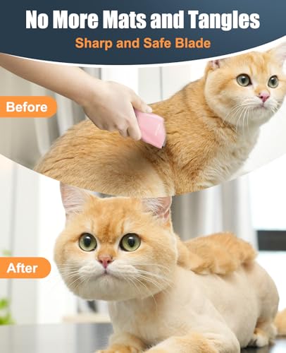 oneisall Pet Clippers for Cat Matted Hair, Quiet Pet Shaver for Cats | Waterproof Cordless Cat Clippers for Matted Long Hair with Storage Bag,Lightweight and Easy to Use for Cat, Pet, Small Dog - color: Pink, size: Standard