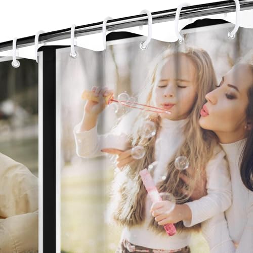 Personalized Shower Curtain Set Custom Photo Shower Curtains Modern Minimalist Home Bathroom Curtain Decor with 12 Hooks 72 Inch Wide * 72 Inch High - color: 4 Photo, size: 72"W x 72"L (Pack of 1)