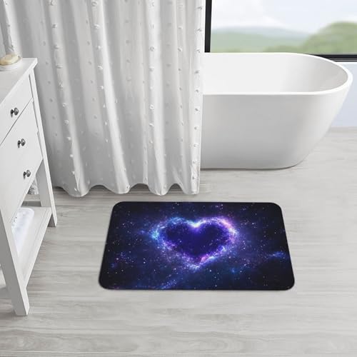Starry Sky Heart Bath mats Quick Dry Absorbent Bath Rugs Rubber Non Slip Bath Mat for Bathroom Floor Tub Shower Sink 16"×24" - color: Starry Sky Heart, size: 16"x24"