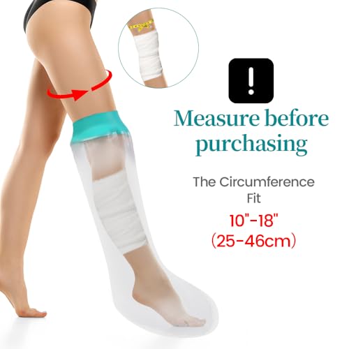 Cast Covers for Shower Leg, Waterproof Cast Cover for Showering/Swimming, Cast Protector for Shower Leg Adult, Water Proof Shower Boots for Foot after Surgery, Knee, Ankle, Boot (Diameter-7.9") - color: Leg, style: Reinforced Green
