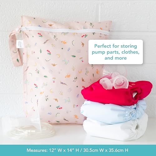 Bumkins Disney Waterproof Wet Bag for Baby, Travel, Swim Suit, Cloth Diapers, Pump Parts, Pool, Beach, Gym Clothes, Toiletry, Hook to Stroller, Daycare, Zip Reusable Wetdry Pack, Princess Magic Pink - color: B2 Princess Magic, style: Wet Bag