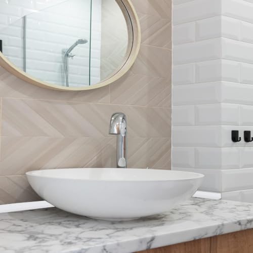 Shower Threshold Water Dam, 67 in Flexible Barrier, Transparent | Flexible peel-and-stick water barrier for shower thresholds, sink edges, and countertops; 67 x 0.79 x 0.47 in - color: Transparent, style: 67Inch
