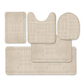Bathroom Rug Set 5 Piece - Memory Foam Bathroom Mat Set, Soft and Comfortable, Non-Slip Thick Absorbent Bath Mats, Machine Washable, Beige - color: Beige/ Line Design