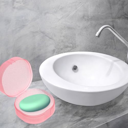 5pcs Round Soap Box Set with Lid, Portable Bar Soap Holder Travel Case, Sponge Material, Multi-Color Storage Container for Bathroom and Outdoor Use