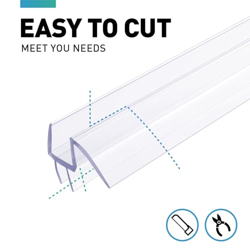 Shower Door Bottom Seal, 2 PCS 3/8" x 36" Shower Door Sweep for 3/8 Inch Glass, Frameless Glass Shower Door Seal Strip, Stop Shower Leaks and Create a Water Barrier - size: For 3/8" Glass-2PCS