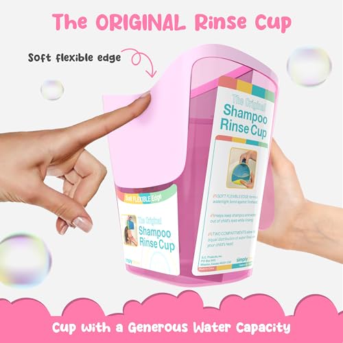 Tear-Free Bathing Experience with Rinse Cup - Soft Flexible Edge, Comfortable Handling & 40 Oz Capacity - color: Pink