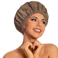 Edoneery Reusable Shower Caps for Women, Waterproof Long Hair Bonnet | Washable Design, Wide Elastic Band, Large Fit, Holds Long Hair, Braids Friendly, Bath Accessories, Spa, Travel - color: Brown