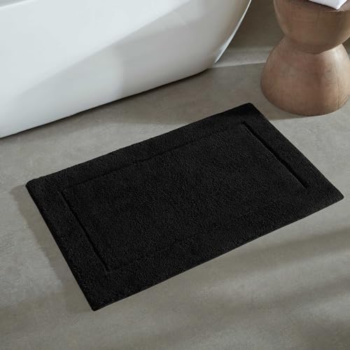 Calvin Klein - Bath Rug Set, Soft & Absorbent Cotton Bath Mats, Modern Bathroom Essentials (Essence Black, 2-Piece) - color: Essence Black, size: 1'9" x 2'10" (Rectangular)