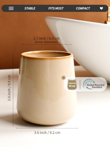 BosilunLife Bathroom Toothbrush Holder - Ceramic Toothbrush Cup Holder 13Oz Coffee Color Bathroom Toothbrush Holder and Bathroom Dressing Table Toothbrush Holder, Perfect for Home and Hotel Use - color: Coffee, size: rounded base