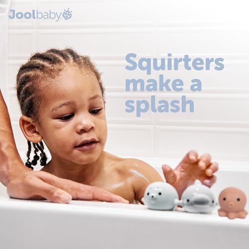 Jool Baby 12-Piece Bath Toy Gift Set with Bath Toy Storage Organizer | Makes a Great Baby Shower Gift – Gift-Ready Packaging – Includes Mesh Storage Bag for Air Drying & Keeping Toys Organized