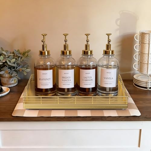 Bathroom Vanity Tray, 13" x 8" Oak Decorative Wooden Tray for Countertop | Large Bathroom Vanity Organizer, Rectangular Wood Tray for Perfume, Skincare & Storage, Vanity Dresser Counter Decor, Gold - color: All Golden, size: 13" x 8" x 2"