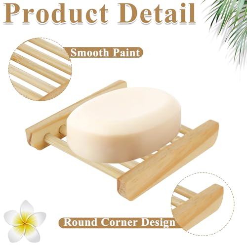 60 PCS Bamboo Soap Dish for Shower 3.3x3.5x0.7 Inch Wooden Soap Holder Self Draining Bamboo Soap Holder Handmade Wooden Soap Dish for Bar Soap Wood Soaps Tray for Bathroom, Shower, Kitchen - color: Wood