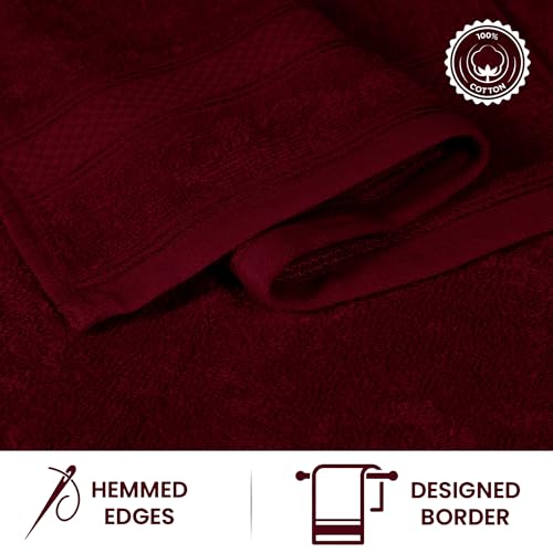 Casa Lino Face Towels & Body Wash Cloths for Hotel - 100% Cotton Wash Cloths for Bathroom - Highly Absorbent & Quick Drying Washcloth Set - Cotton washclothes, 24 Pack 12" x 12" - (Burgundy) - color: Burgundy