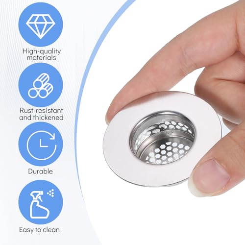 3 Pack Bathroom Sink Drain Strainer, Stainless Steel Drain Cover Sink Hair Catcher Mop Pool Slop Sinks Filter Rust-Proof Mesh Screen for Bathtub, Laundry, Utility, RV Sinks (Fits 1.25" to 1.6" Hole)