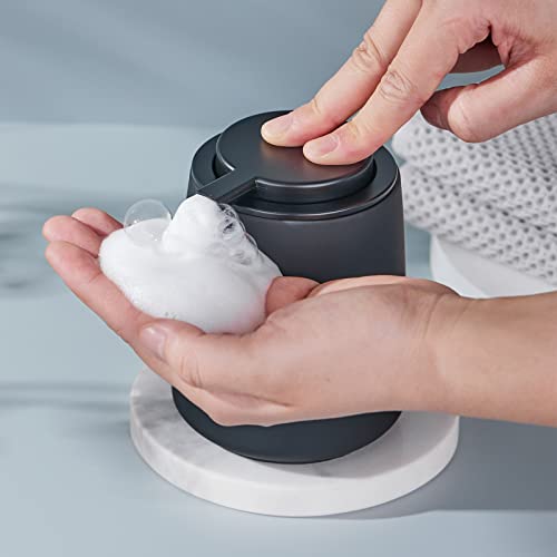 12Oz Foam Hand Soap Dispenser - Black Foaming Soap Dispenser Bathroom with Easy-to-Press Pump, Refillable Liquid Lotion Hand Soap Dispenser, Ceramic Kitchen Dish Soap Dispenser Hand Wash Dispenser - color: Black, style: Foam Pump